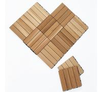 bingaai 10 Pcs Cedar Wood Interlocking Deck Tiles 12" x 12", Interlocking Flooring Tiles Natural Finish, Wooden Floor Tiles for Balcony, Backyard, Sauna, Patio, Spa Floors, Indoor and Outdoor Use