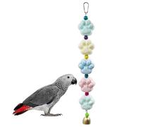 BingegePet Mineral Chew Toy, Paw Shape Colorful Beaded Bird Toys with Bells | Beak Grinding & Foraging Enrichment for African Grey, Amazon Parrots, Budgies, Cockatiels, Conures