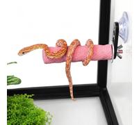 BingegePet Pink Resin Snake Climbing Branch, 4.1" Gourd-Shaped Reptile Ledge with Strong Suction Cup, Easy to Clean Terrarium Accessories for Corn Snakes and Small Reptiles (3.7 oz)