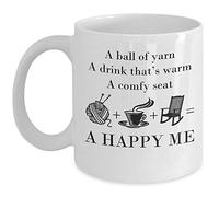 BingFra048 Great Crochet Gift A Ball of Yarn A Happy Me Coffee Mug Tea Cup 11oz Ceramic Knitting Cup