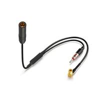 Bingfu DAB FM Car Radio Antenna Splitter Adapter Cable, DIN Female to DIN Male + SMB Connector, Active DAB Antenna Converter for Car Radio, 41.5cm