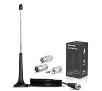 Bingfu DAB FM Radio Antenna 75Ω F Plug with Magnetic Base and 3m Cable | Telescopic Indoor Radio Aerial with 3 Additional Adapters for Denon, Pioneer and Marantz Receivers, Stable Reception