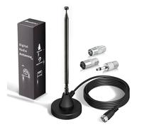 Bingfu DAB+ FM Radio Antenna, Digital Telescopic Antenna with Magnetic Base, 3 m Coaxial Cable, 3+ Adapters Set, 75 Ohm for Stereo Receiver and AV Systems