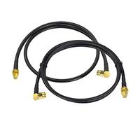 BINGFU Ham Radio Antenna Extension Cable SMA Male Right Angle to Female RG58 Coaxial 1m 3ft (2-Pack) for Kenwood BaoFeng Yaesu Vertex Standard Horizon Marine VHF Radio