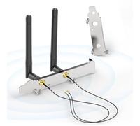 Bingfu M.2 WiFi Antenna RPSMA Male + 2x25cm NGFF Cable + PCI Slot Bracket | 3dBi WiFi Aerial Compatible with M.2 NGFF Intel Wireless Network Card WiFi Adapter Laptop
