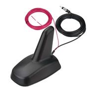 Bingfu Shark Fin FM/AM Car Radio Antenna Aerial, High Gain 17-23dB, IP65 Waterproof, 9-16V DC, 5m Cable, Compatible with Car Truck RV SUV, Black