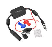 Bingfu Universal Car Stereo FM AM Radio Antenna Signal Amplifier Amp,12V Power Supply DIN Plug Connector Adapter for Vehicle Truck SUV Car Audio Radio Stereo Media Head Unit Receiver