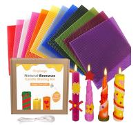 Bingfuego Beeswax Candle Making Kit for Kids - 12 Bright Colors, 100% Natural Beeswax, 8 x 8 Inch Sheets, Non-Toxic, Easy to Make, Perfect DIY Gift, Modern Style, For Kids