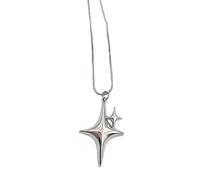 BINGGA 4 Point Star Necklace Adjustable Cross Choker Clavicle Chain Smooth Cross Pendant Jewelry Four Stars, One Size, As described, See Description
