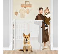 Bingguz 42"" Tall X 60"" Wide Extra Tall Baby Date Retractable Dog Gates for The House Extra Tall Pet Gate Mesh Gates for Kids or Pets Indoor/Outdoor (White), SH20.007