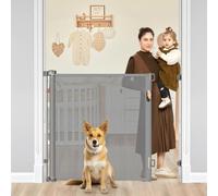 42" Tall X 60" Wide Extra Tall Baby Date Retractable Dog Gates for The House Extra Tall Pet Gate Mesh Gates for Kids or Pets Indoor/Outdoor (Gray)