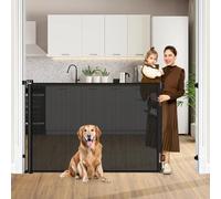 42" Tall X 80" Wide Extra Tall Baby Date Retractable Dog Gates for The House Extra Tall Pet Gate Mesh Gates for Kids or Pets Indoor/Outdoor (Black)
