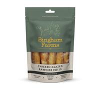 Bingham Farms Chicken Glazed Rawhide Roll Dog Treat - Dental Chew, Nutritious, Natural Flavour, High Protein - Medium - 5 pk - 90 g