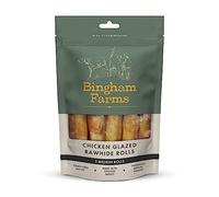 Bingham Farms Chicken Glazed Rawhide Roll Dog Treat - Dental Chew, Nutritious, Natural Flavour, High Protein - Medium - 5 pk - 90 g