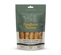 Bingham Farms Chicken Glazed Rawhide Roll for Medium Dogs 5 Pack 90g pack