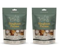 Bingham Farms Chicken Wrapped Rawhide Knot Bone Dog Treat - Dental Chew, Nutritious, Natural Flavour, High Protein - Small - 6 pk 90g (Pack of 2)