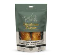 Bingham Farms Chicken Wrapped Rawhide Knot Bone for Dogs 2 Bag