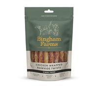 Bingham Farms Chicken Wrapped Rawhide Twist Dog Treat - Dental Chew, Nutritious, Natural Flavour, High Protein - Small - 8 pk - 80 g