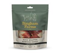 Bingham Farms Duck Wrapped Rawhide Donut for Dogs 75g 8 Bag