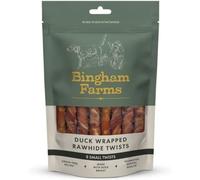 Bingham Farms Duck Wrapped Rawhide Twist Dog Treat Long Lasting Dog Chew High Protein Nutritious Dental Sticks - Small - 8 Pack - 80g