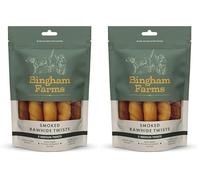 Bingham Farms Smoked Hide Twist with Peanut Butter Dog Treat - Dental Chew, Nutritious, Natural Flavour, High Protein - Medium - 5 pk - 150 g (Pack of 2)