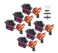 Binghe 6 Pcs 9G Servo Motor, Metal Gear, 90-180° Turning Angle, 2.0KG Torque, JR/FUTABA Compatible, Suitable for RC Car Plane Boat Helicopter, Arduino