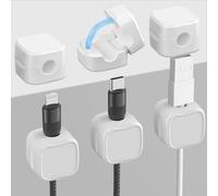 BINGKELE 6 Pack Cable Tidy,Cable Smooth Adjustable Easy Secure Cable Management,Wire Holder cable clips,Hide Or Organize Phone USB Charger Cable for Home,Office,Nightstand,Car,Desk-White