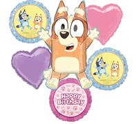 Bingo and Bluey Girl Birthday Party Supplies Foil Balloon Bouquet Decorations 6pc