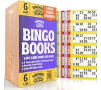 Bingo Books 6 Game Tickets per Sheet & 6 Sheets per Book - 3600 Easy to Read Bingo Cards 1-90 Large Print Numbers - Easy to Tear Perforated Colourful Flyers for Daubers, Pens and Dabbers