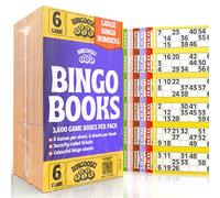 Bingo Books 6 Game Tickets per Sheet & 6 Sheets per Book - 3600 Easy to Read Bingo Cards 1-90 Large Print Numbers - Easy to Tear Perforated Colourful Flyers for Daubers, Pens and Dabbers