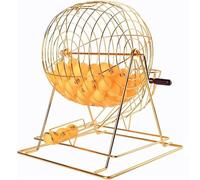 Bingo Cage Lottery Drawing Machine, Hand-Cranked Metal Raffle Drum for 100 Balls, Ideal for Gatherings, Parties, and Entertainment Venues