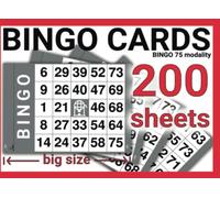 BINGO CARDS 200 Sheets: Big Size Bingo Cards For 75 Number Modality Bingo Game. 200 Jumbo Sized Paper Game Cards With Unique Numbers For 200 Players.