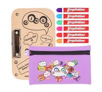 Bingo Dabber Case Holder Gift Set | 6 Bingo Dabbers | 1 Bingo Board with Clip | Storage Bag with Lucky Number Zip Pull | Non-Drip 20ml Ink | 6 Bag Colours for Bingo Lovers