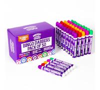 Bingo Dabbers Pack of 50 for Dotting Books, Cards and Tickets - Bingo Pens Bulk Set for Large Groups, Fundraisers and Parties. 50 Long-Lasting, Bright Ink Dot Markers with Soft Sponge Tip Dauber Nibs
