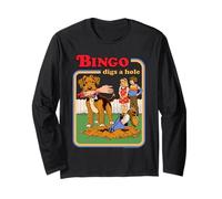 Bingo Digs a Hole Sarcastic Dog Retro Funny Adult Humor Long Sleeve T-Shirt