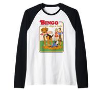 Bingo Digs a Hole Sarcastic Dog Retro Funny Adult Humor Raglan Baseball Tee