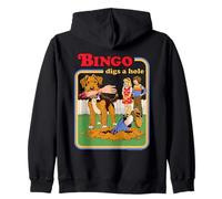 Bingo Digs a Hole Sarcastic Dog Retro Funny Adult Humor Zip Hoodie