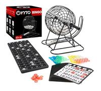 Bingo game Black metal drum 18 bingo tickets 75 bingo balls 150 chips game board + 500 bingo cards for adults + children
