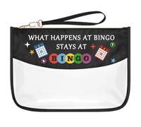 Bingo Game Lover Gift Lucky Bingo Zipper Makeup Bag Casino Lovers Gift for Women Funny Bingo Player Birthday Gift Gambling Bingo Gifts for Her Bingo Money Cosmetic Bag Clear Travel Toiletry Pouch