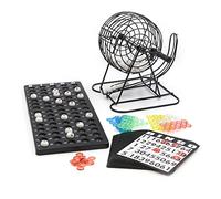 Bingo Game Metal Drum 18 Bingo Tickets Age 3+ 75 Bingo Balls 150 Chips Game Board Black Adults Children Basic