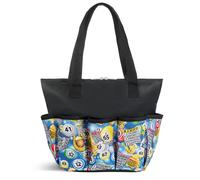 Bingo Jackpot Blue Stylish Pattern Tote with 10 Pockets for Daubers, Dabbers, Markers, and Accessories - Portable Bingo Bag with Zipper for Bingo Lovers & Players - Adults & Seniors