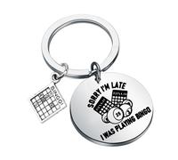 Bingo Keychain Bingo Gifts for Bingo Lovers Bingo Game Gifts Bingo Player Gifts Sorry I'm Late I Was Playing Bingo Keyring