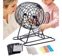 Bingo Lottery Machine - Deluxe Lottery Ball Game | Heavy-Duty Metal Cage with 90 Numbered Balls and Curved Latch, Includes Number Cards and Discs for Events, Parties and Game Nights
