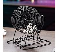 Bingo Lottery Machine, Luxury Lottery Ball Machine with Paper Card, Placement Tray, Coloured Plastic Discs and 75 Bingo Balls, Jumbo Bingo Cage, for Events, Parties and Game Nights black