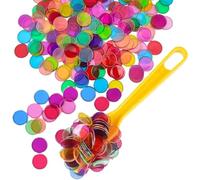 Bingo Lotto Game Set Bingo Chips Set, Counters with 100 Pcs Mix Color Chips and 1 pc Magnetic Wand,Clear Bing-o Counting Chip Plastic Markers,Bing-o Counters,for Board Games, Math,and Educational Fun