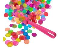 Bingo Lotto Game Set Bingo Chips Set, Counters with 100 Pcs Mix Color Chips and 1 pc Magnetic Wand,Clear Bing-o Counting Chip Plastic Markers,Bing-o Counters,for Board Games, Math,and Educational Fun