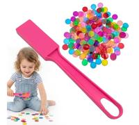 Bingo Lotto Game Set Bingo Chips Set, Transparen-t Counters with 100 Pcs Mix Color Chips and 1 pc Magnetic Wand for Learning Accessories, Alphanumeric Counting and Sorting Chess (Pink +100 Chips)