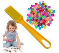 Bingo Lotto Game Set Bingo Chips Set, Transparen-t Counters with 100 Pcs Mix Color Chips and 1 pc Magnetic Wand for Learning Accessories, Alphanumeric Counting and Sorting Chess (Yellow +100 Chips)