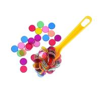 Bingo Lotto Game Set Bingo, Chips Set Transparent Counters With 100 Pcs Mix Color Chips and 1 pcs Red Magnetic Wand for STEM Learning Accessories, Alphanumeric Counting and Sorting Chess