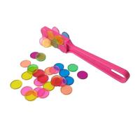 Bingo Lotto Game Set Bingo, Chips Set Transparent Counters With 100 Pcs Mix Color Chips and 1 pcs Red Magnetic Wand for STEM Learning Accessories, Alphanumeric Counting and Sorting Chess